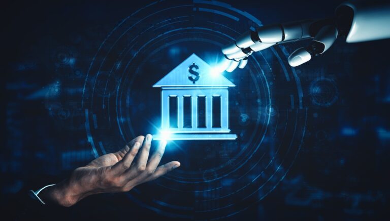 Representación visual de inteligencia artificial mejorando la seguridad en el sector bancario.