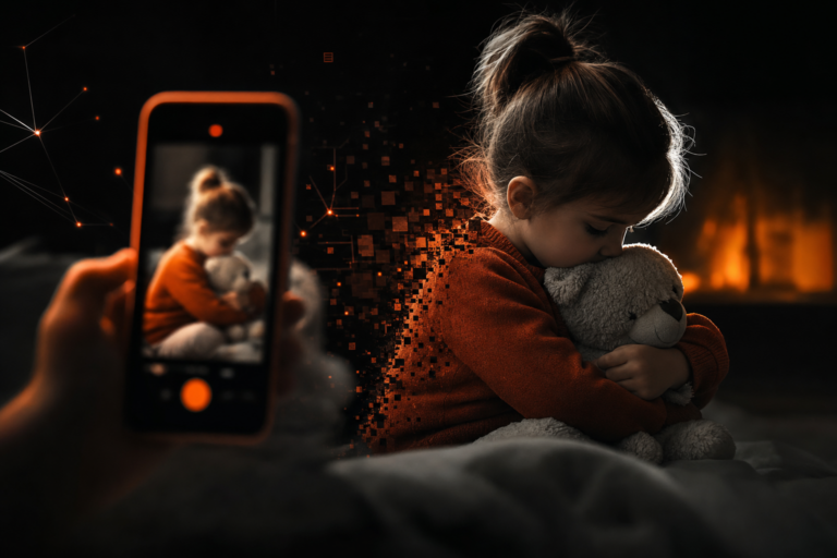 Padres compartiendo fotos de sus hijos en redes sociales.